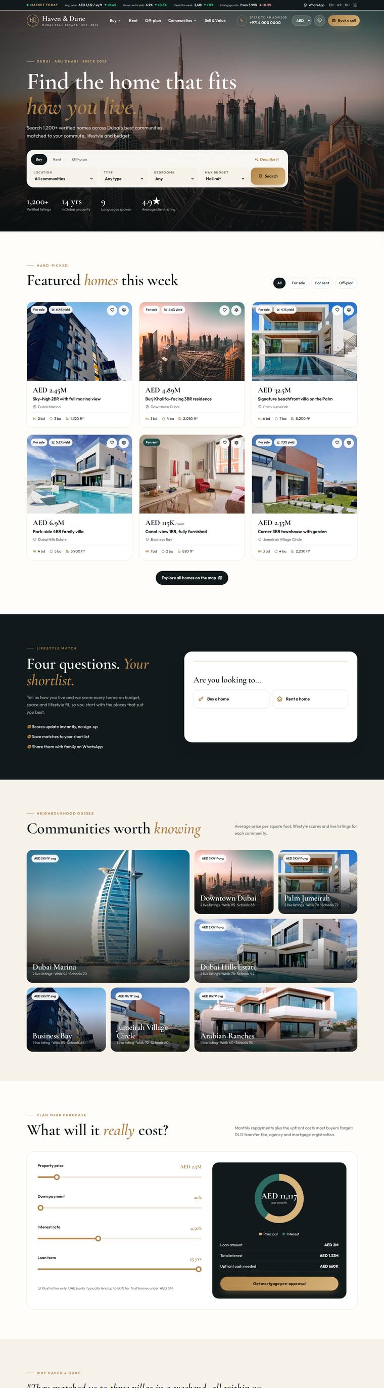 Haven & Dune Real Estate home page